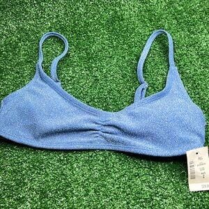 Aero NWT bikini top size small METALLIC BLUE/SILVER